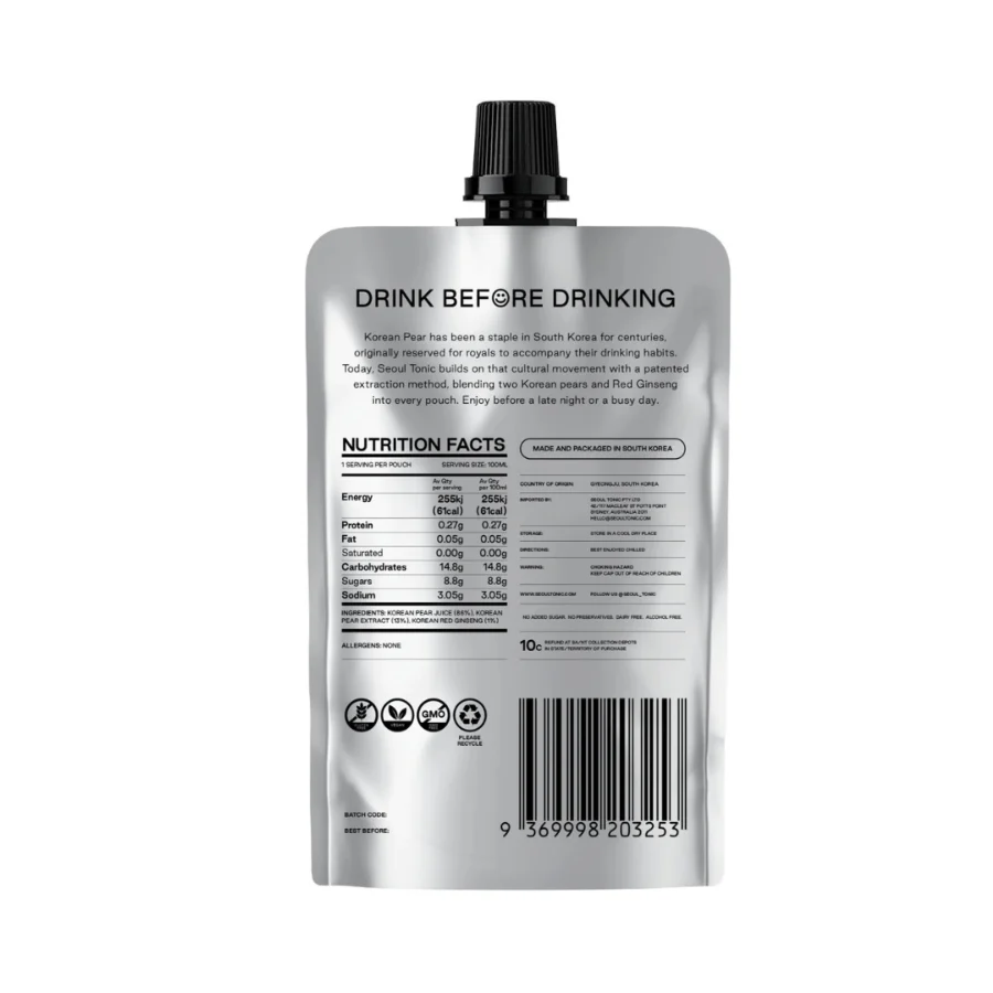 Seoul Tonic Korean Pear Pre-Drinking Juice - Image 6